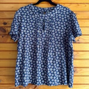 Circus Medallion Print Blouse Rayon Indie Boutique Top UK 20 Retro Mod